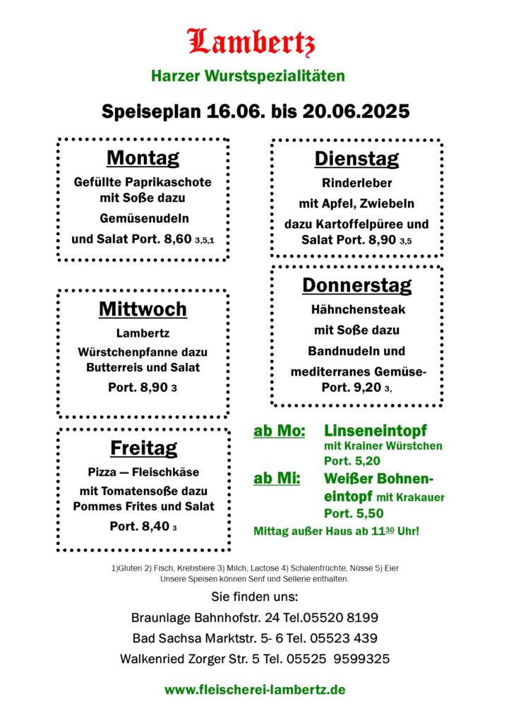 Speiseplan neu 16.06.2025