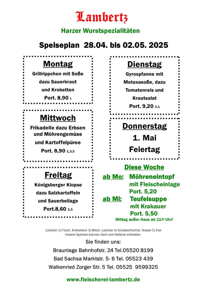 Speiseplan neu 28.04.2025